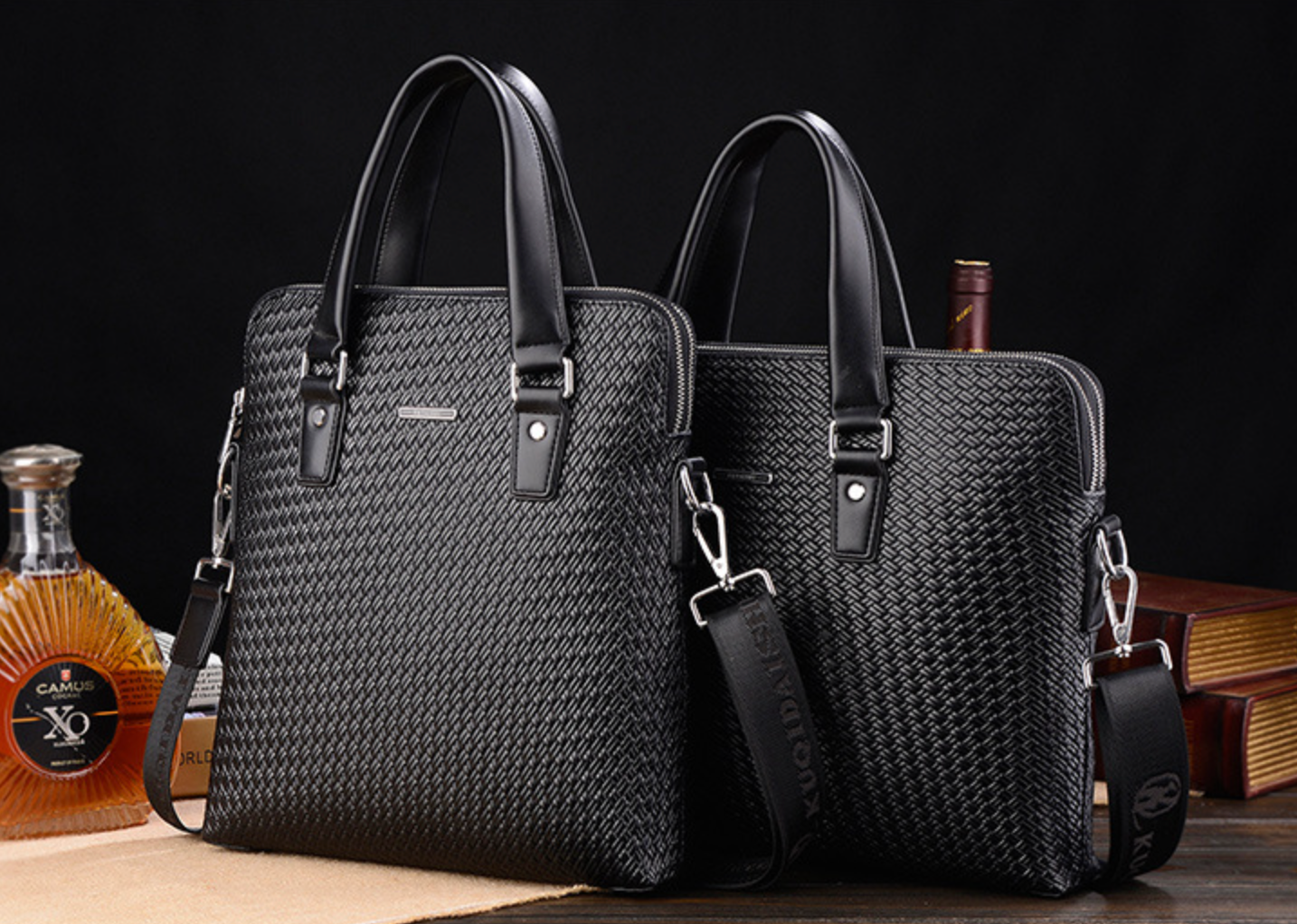 Textured Business Leather Laptop Bag