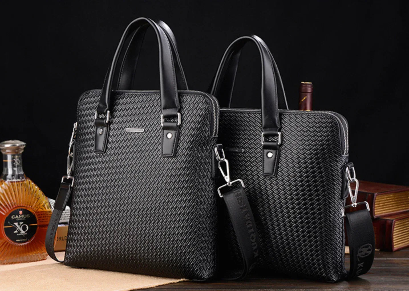 Textured Business Leather Laptop Bag