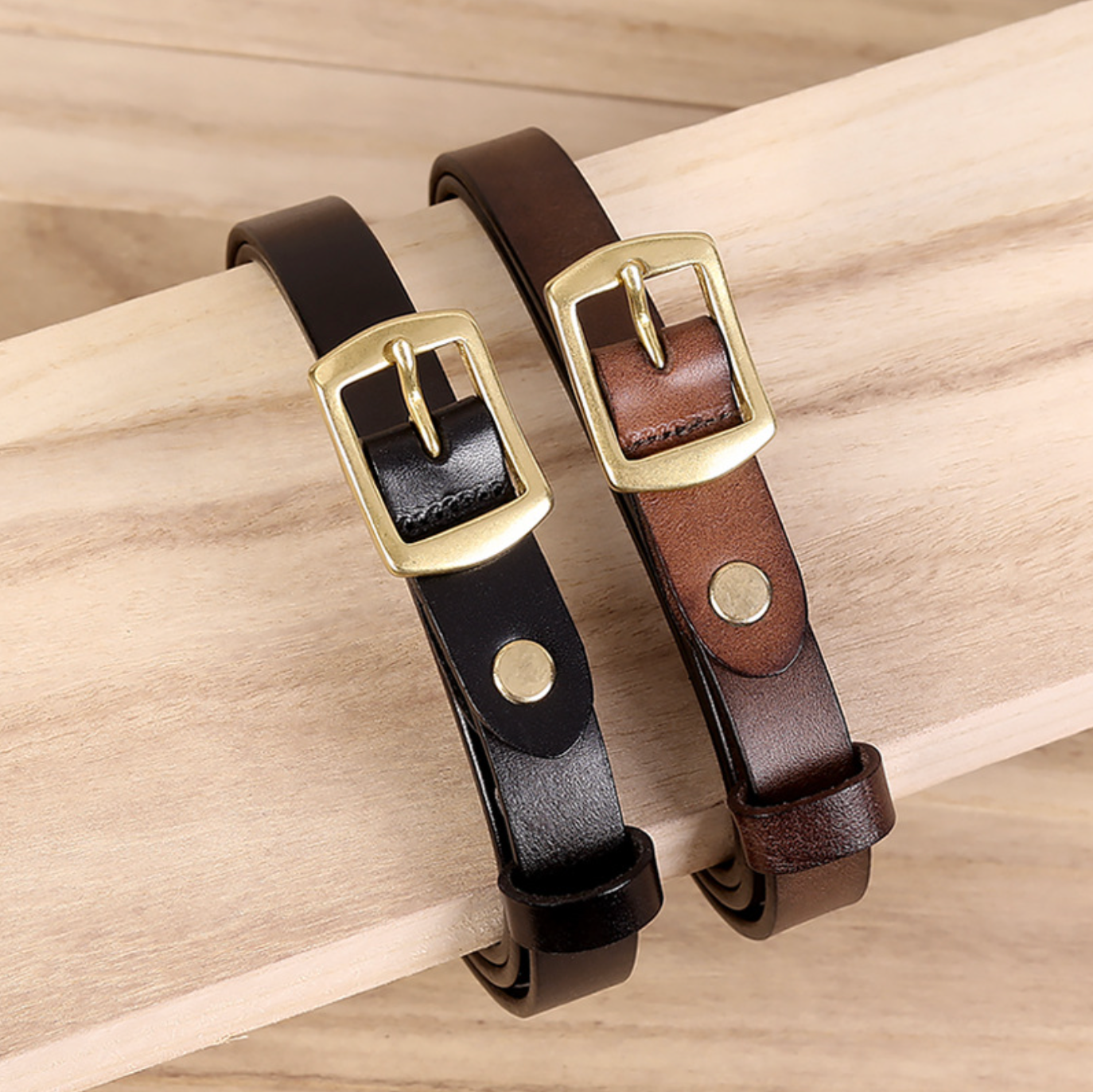 Genuine Leather Slim Belt for Women