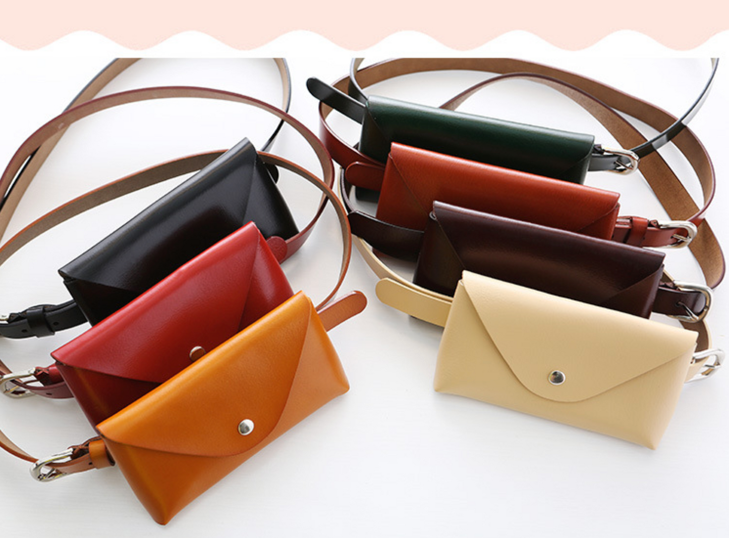 Genuine leather waist bag for women
