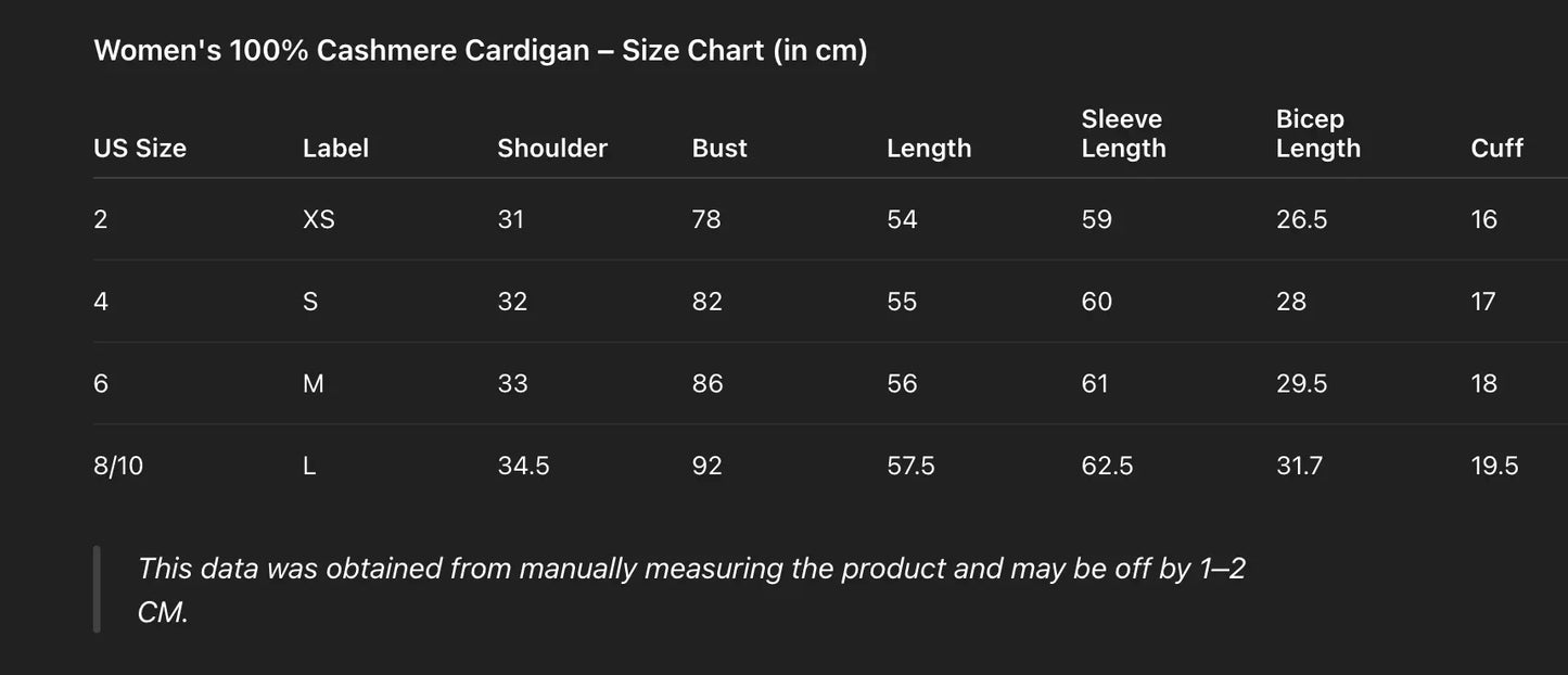 Women's 100% Cashmere Cardigan Sweater