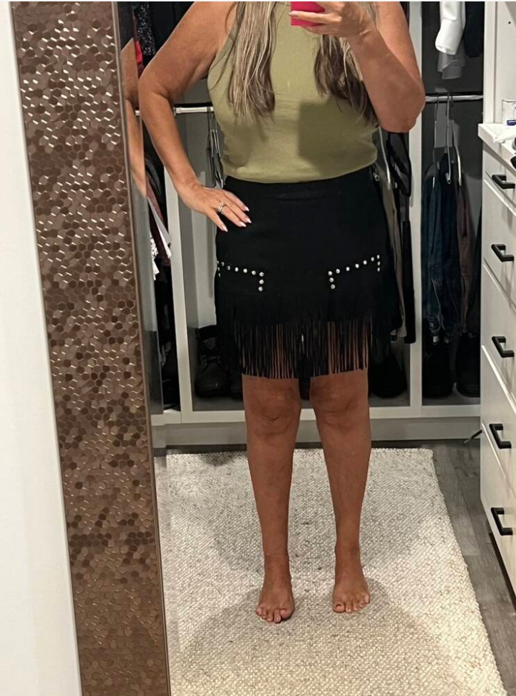 Fringe Hem Western A-Line Skirt for Women