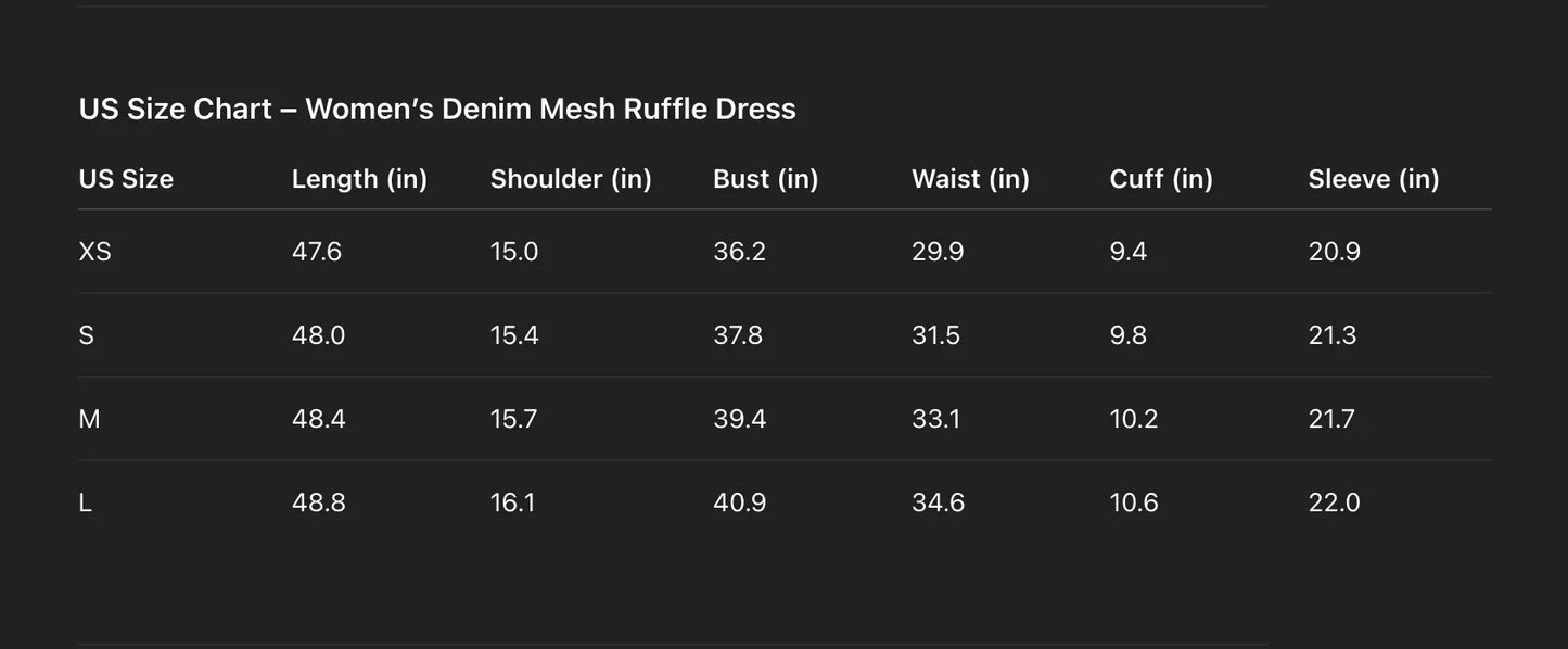 Mesh Midi Denim Dress with Ruffle Collar Skirt