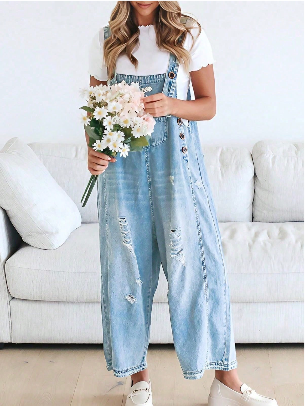 Women's Loose Fit Denim Overall Dress