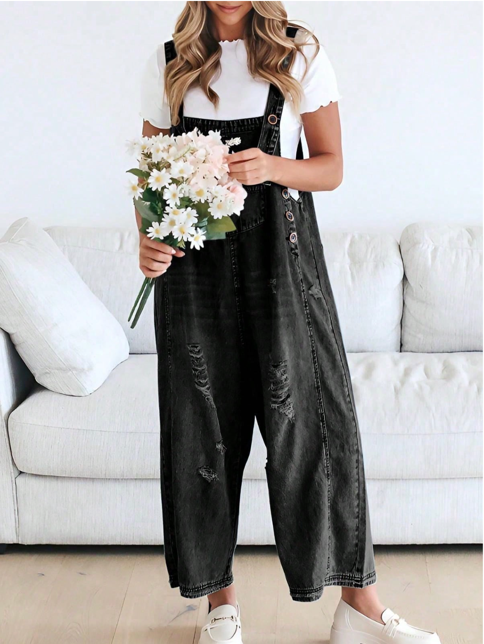 Women's Loose Fit Denim Overall Dress
