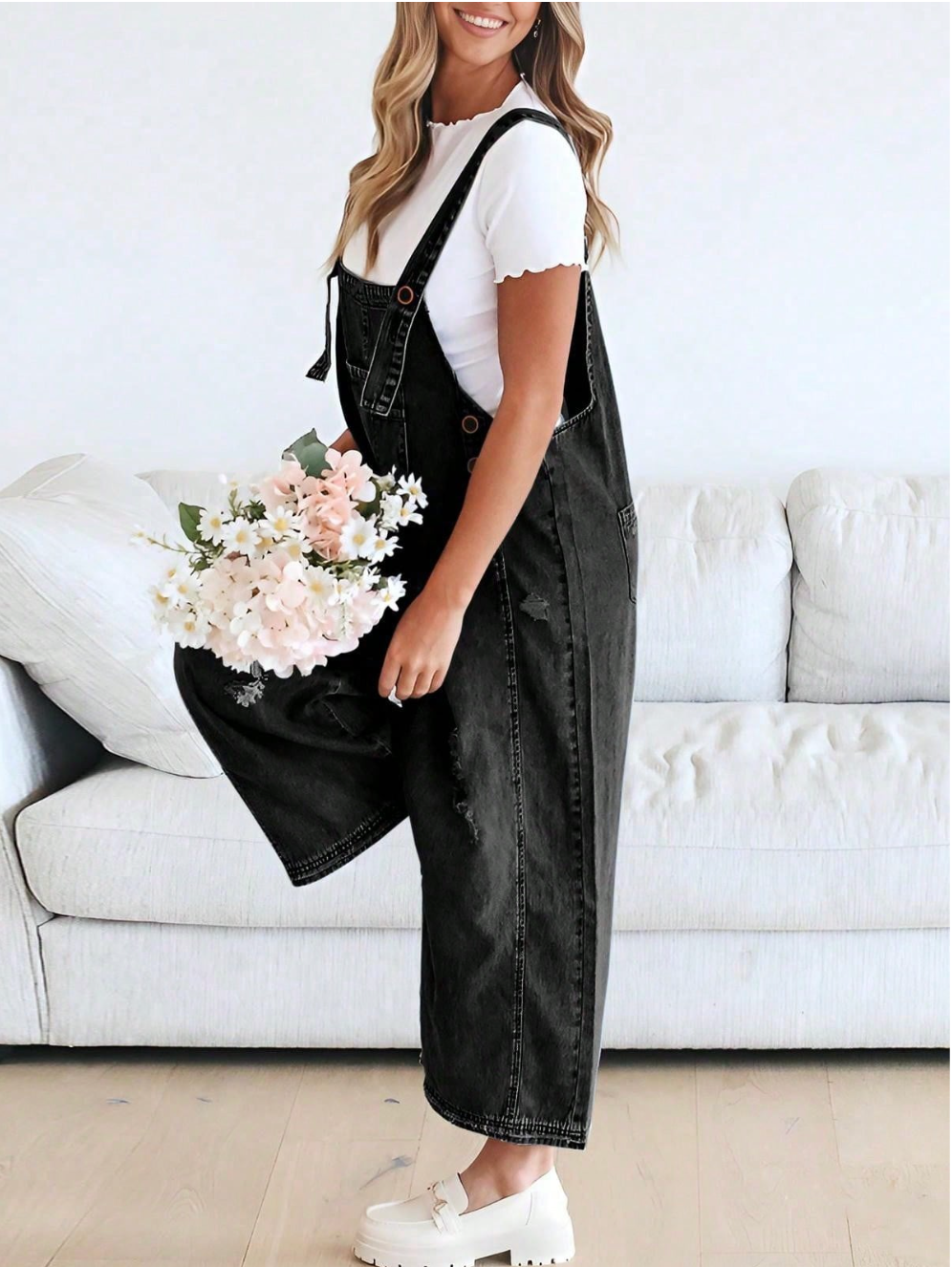 Women's Loose Fit Denim Overall Dress