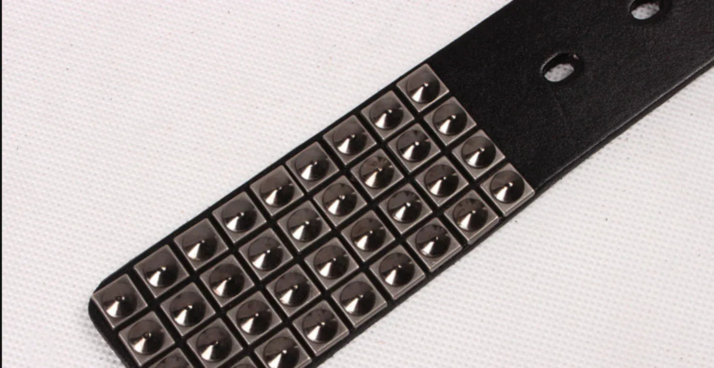 Studded Leather Punk Belts for Men With Silver Rivets