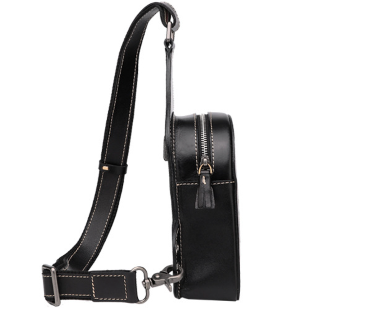 Hand Carved Leather Chest Bag for Men