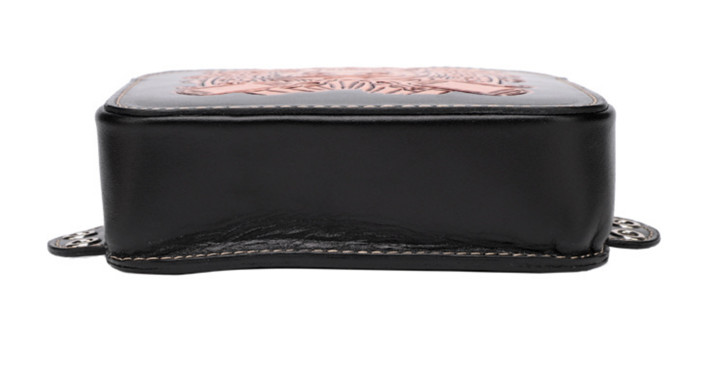Hand Carved Leather Chest Bag for Men