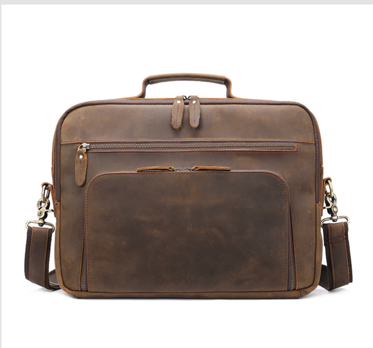 Brown Leather Briefcase Laptop Bag for Men