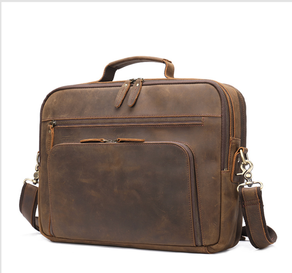 Brown Leather Briefcase Laptop Bag for Men