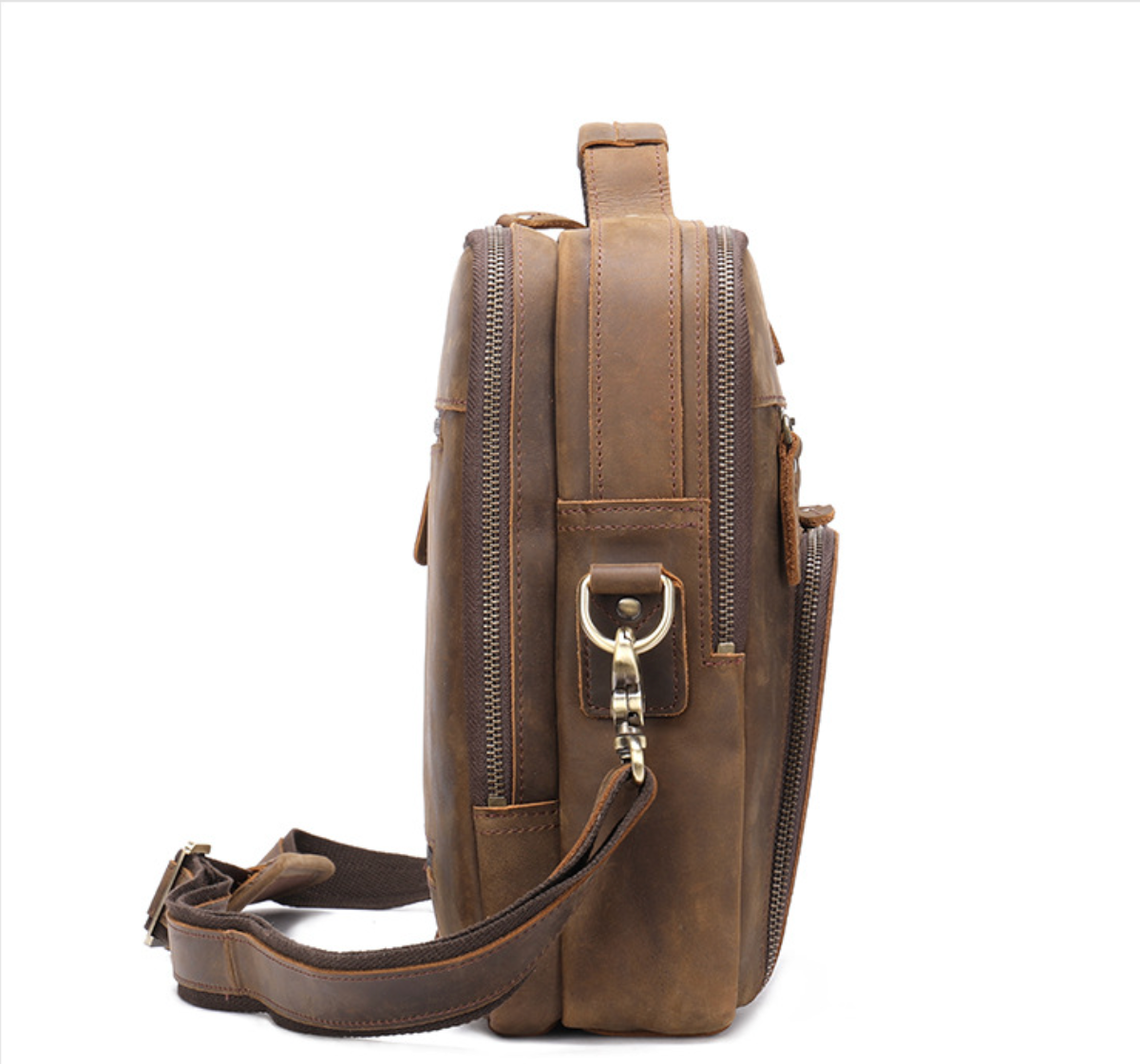 Brown Leather Briefcase Laptop Bag for Men