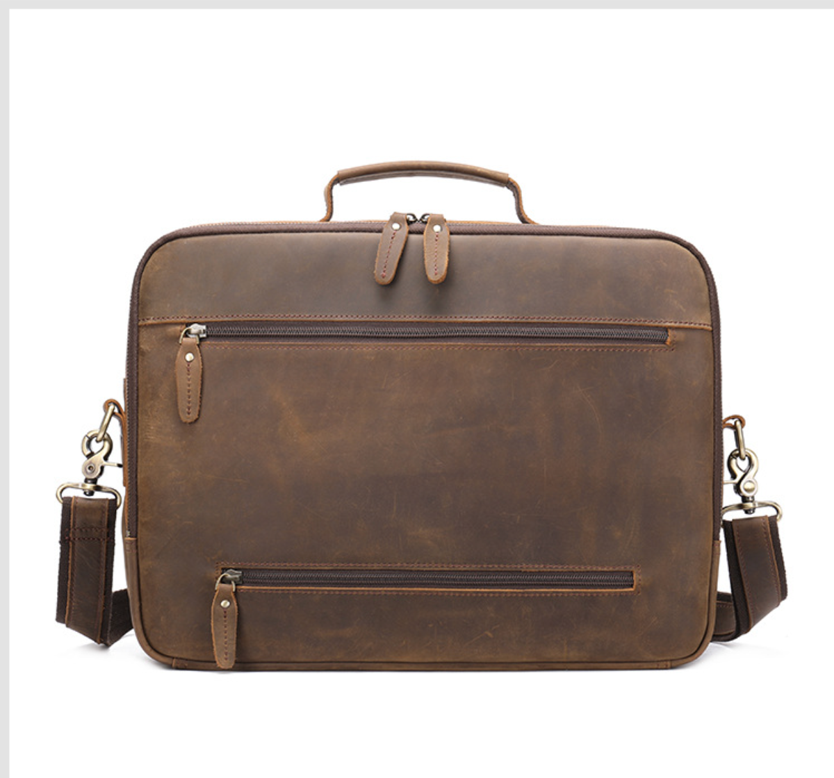Brown Leather Briefcase Laptop Bag for Men