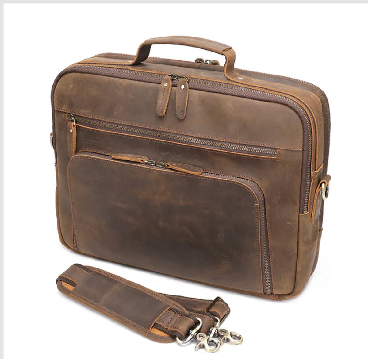 Brown Leather Briefcase Laptop Bag for Men