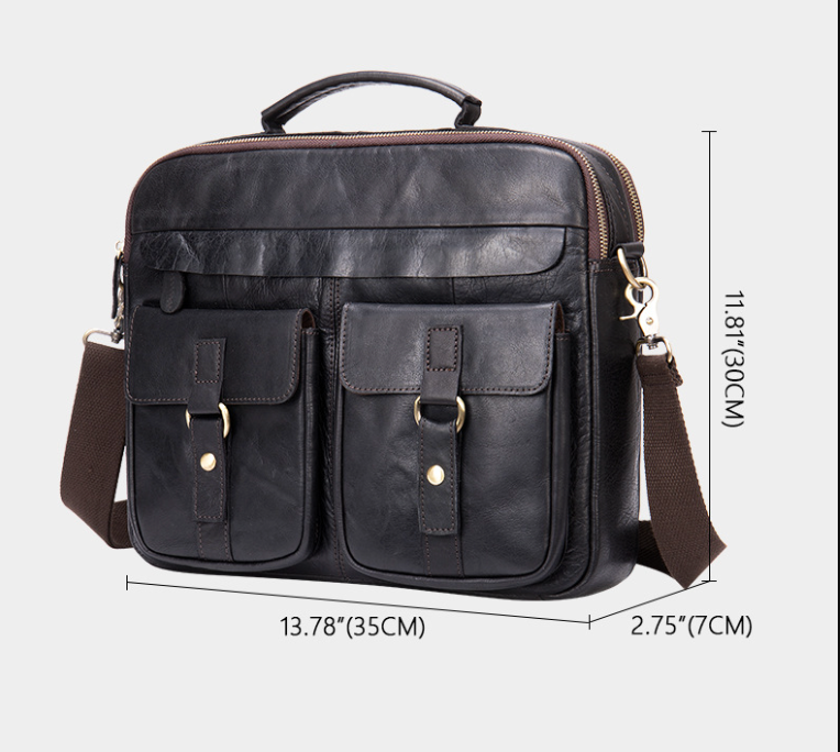 Leather Briefcase Laptop Messenger Bag