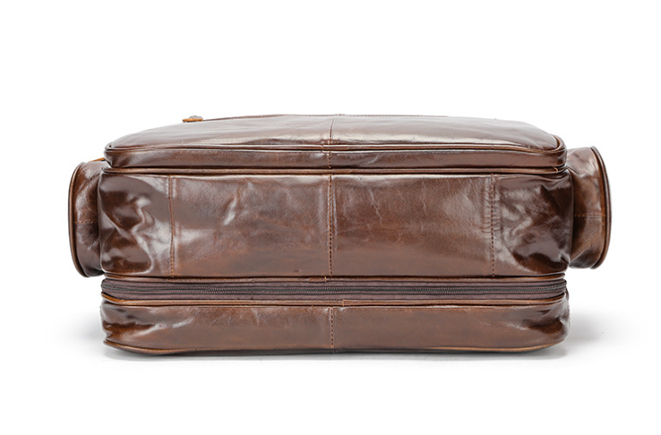 Brown Leather Duffle Bag with Laptop Compartment
