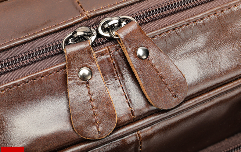 Brown Leather Duffle Bag with Laptop Compartment