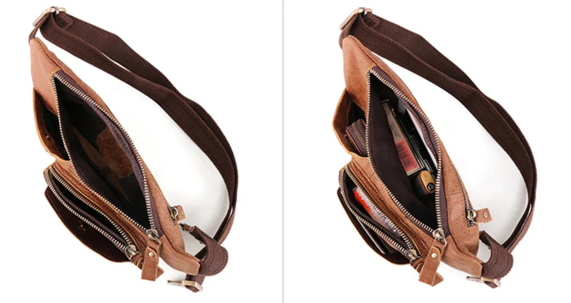 Genuine Leather Waist Bag for Men Crossbody Fanny Pack