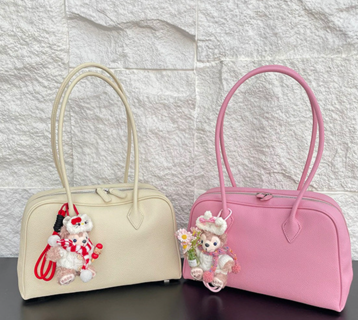 Genuine Leather Shoulder Bag for Women with Zipper Closure