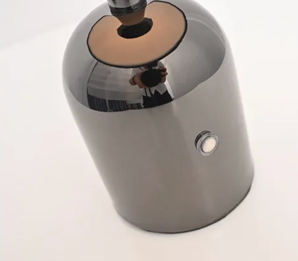 Rechargeable Chrome Mushroom Table Lamp For Bedroom & Desk