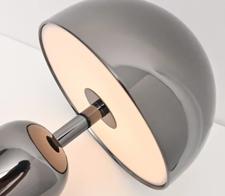 Rechargeable Chrome Mushroom Table Lamp For Bedroom & Desk