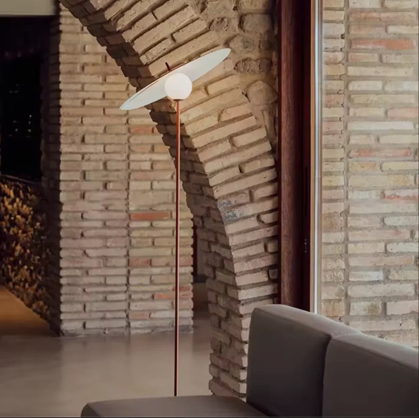 Art Deco Modern Floor Lamp with Disc Shade