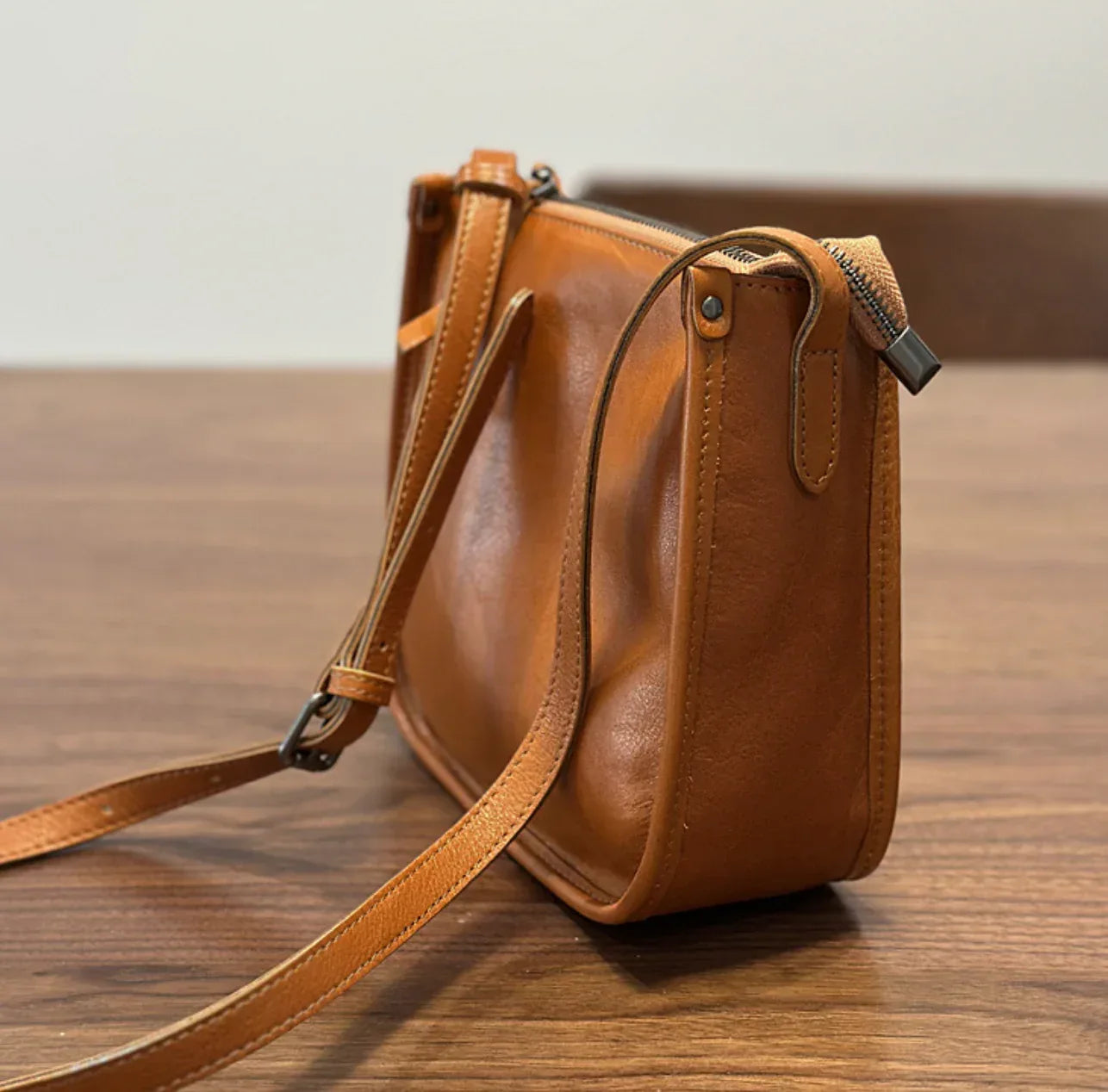 Genuine Leather Crossbody Messenger Bag for Women