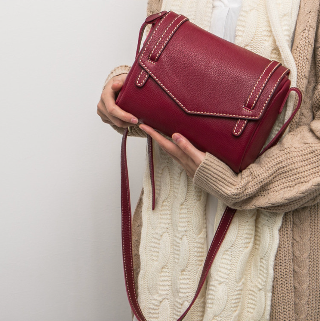 Women Leather Messenger Crossbody Office Bag
