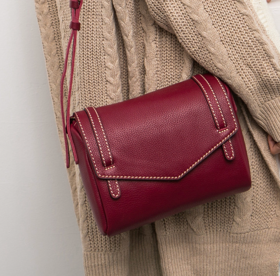Women Leather Messenger Crossbody Office Bag