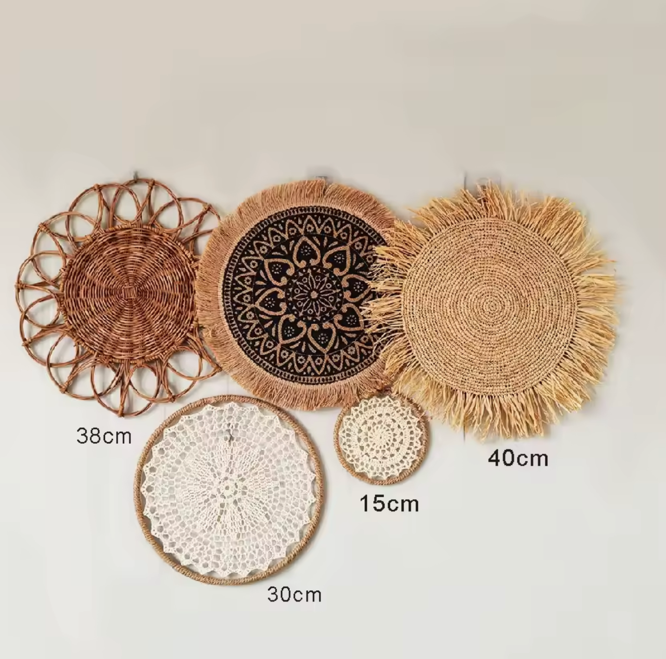 Handwoven Boho Raffia Straw Wall Hanging for Living Room