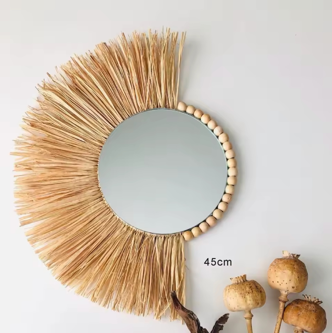 Round Woven Raffia Wall Decor Natural Straw Wall Hanging