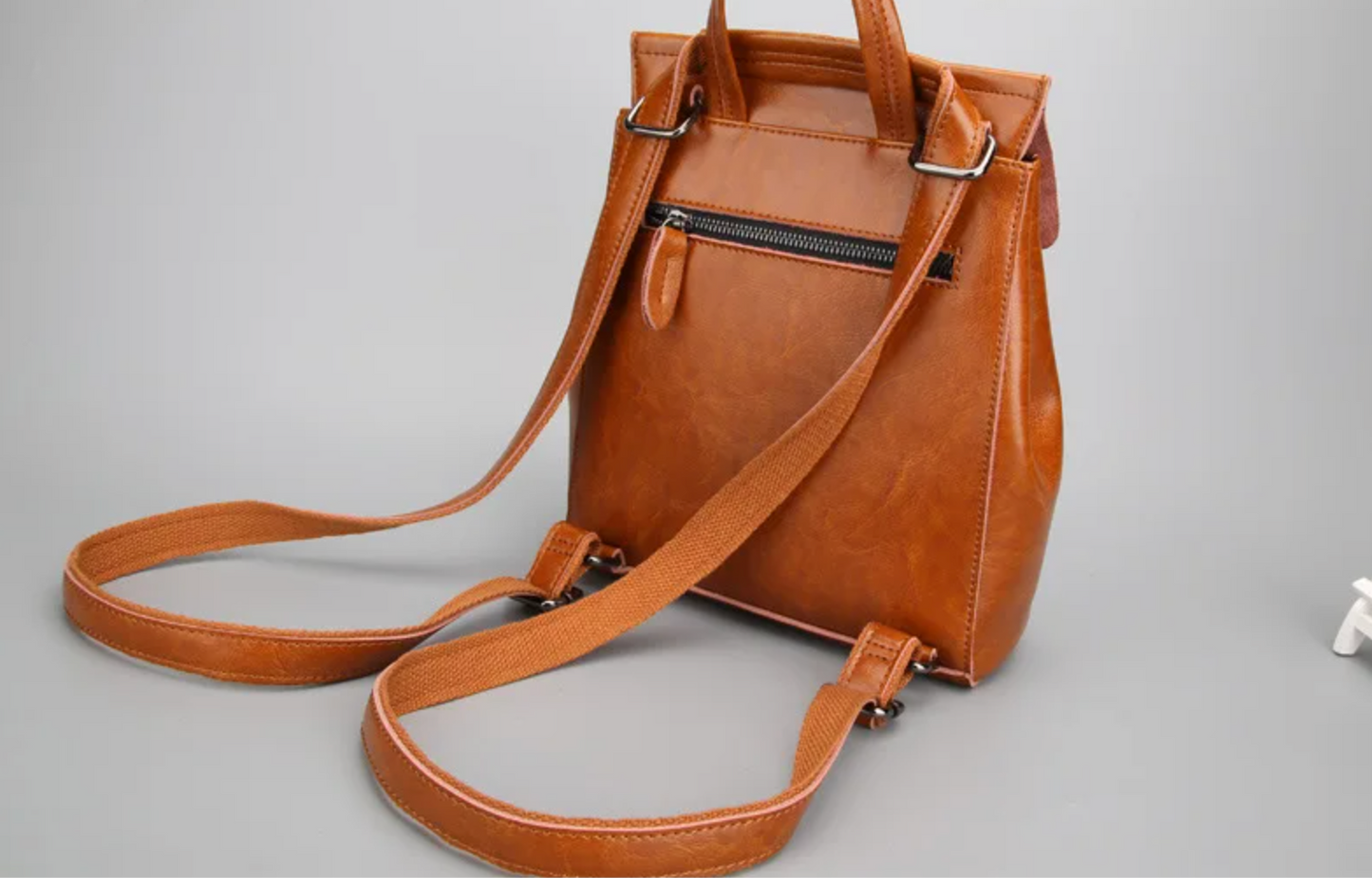 Genuine Leather Backpack Brown for Women