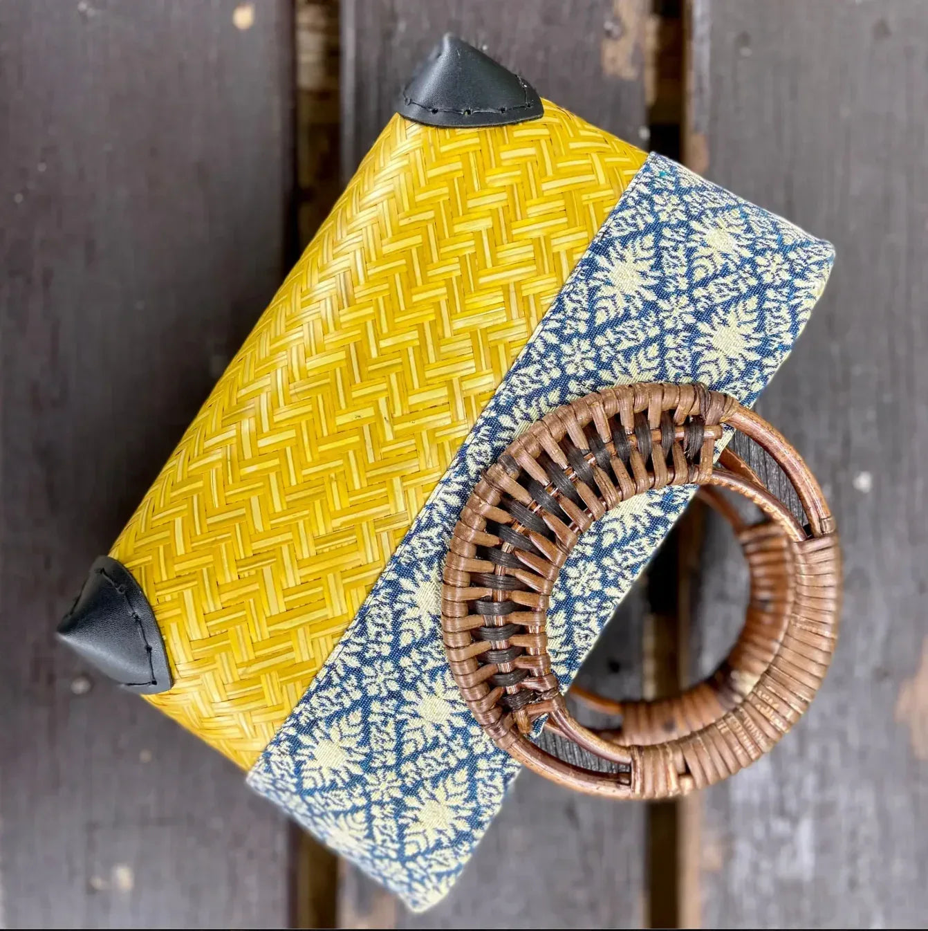 Retro Bamboo Woven Rattan Bag Summer Beach Tote