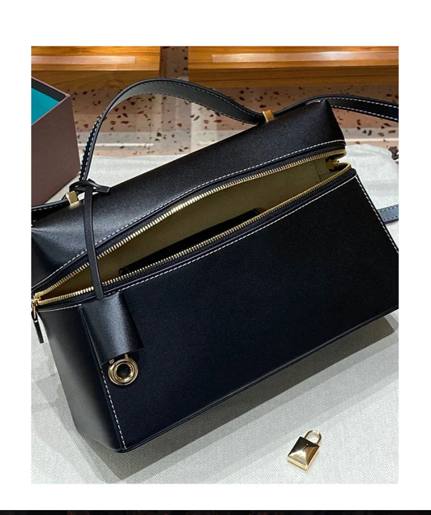 Genuine Leather Crossbody Box Purse for Women Box Purse