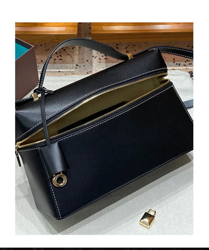 Genuine Leather Crossbody Box Purse for Women Box Purse