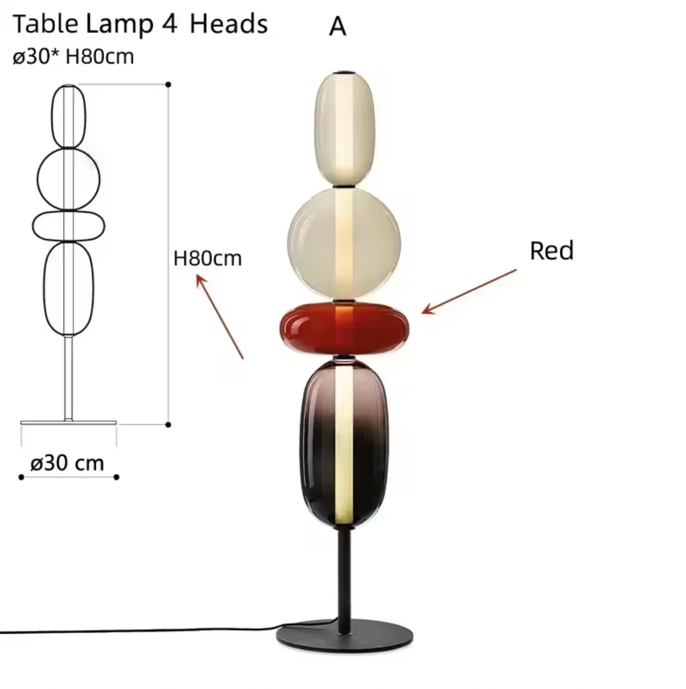 Nordic Design Colorful Glass Table Lamp LED for Bedroom
