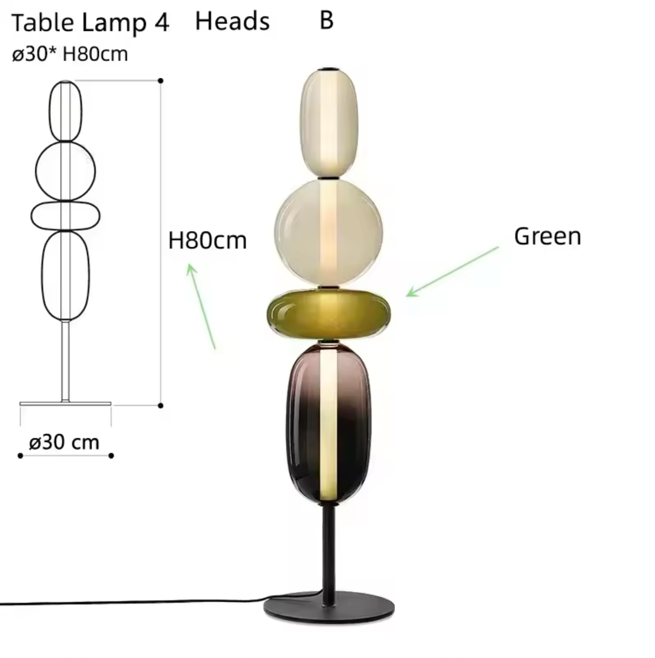 Nordic Design Colorful Glass Table Lamp LED for Bedroom