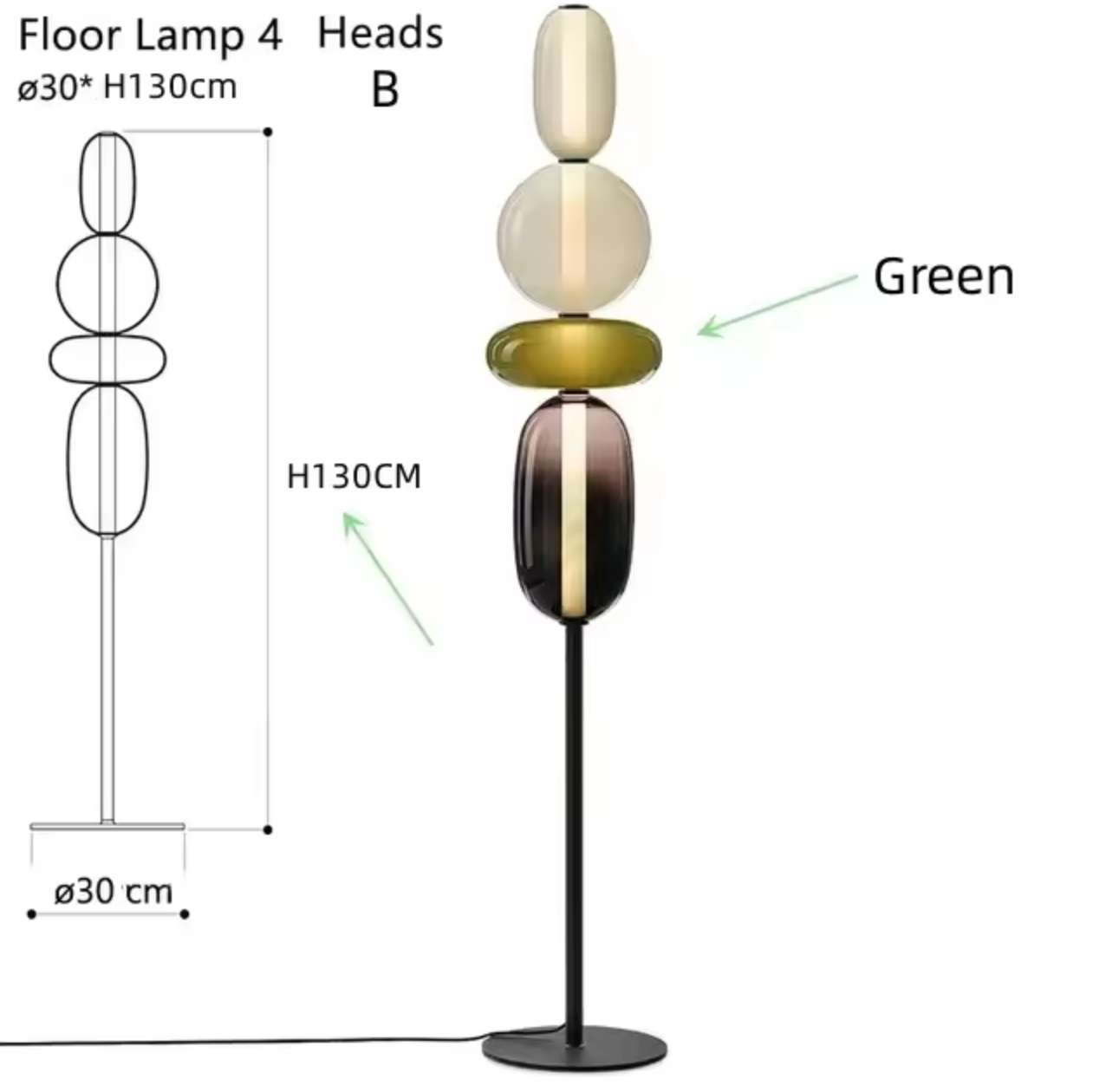 Nordic Design Colorful Glass Floor Lamp for Living Room