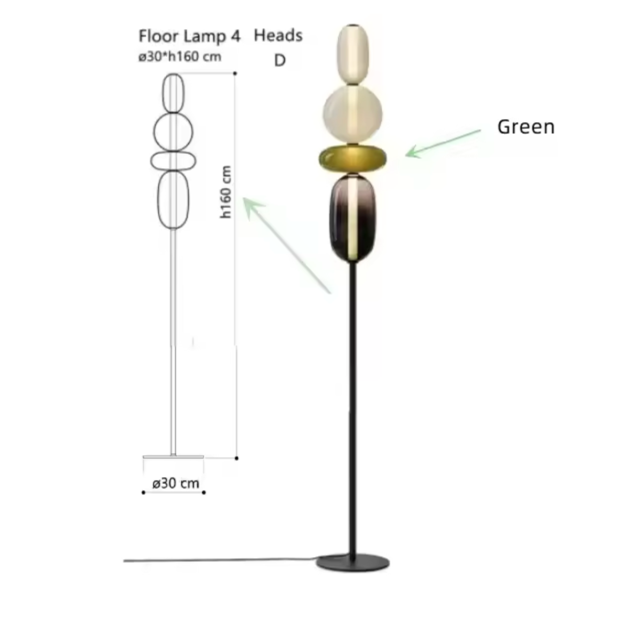 Nordic Design Colorful Glass Floor Lamp for Living Room