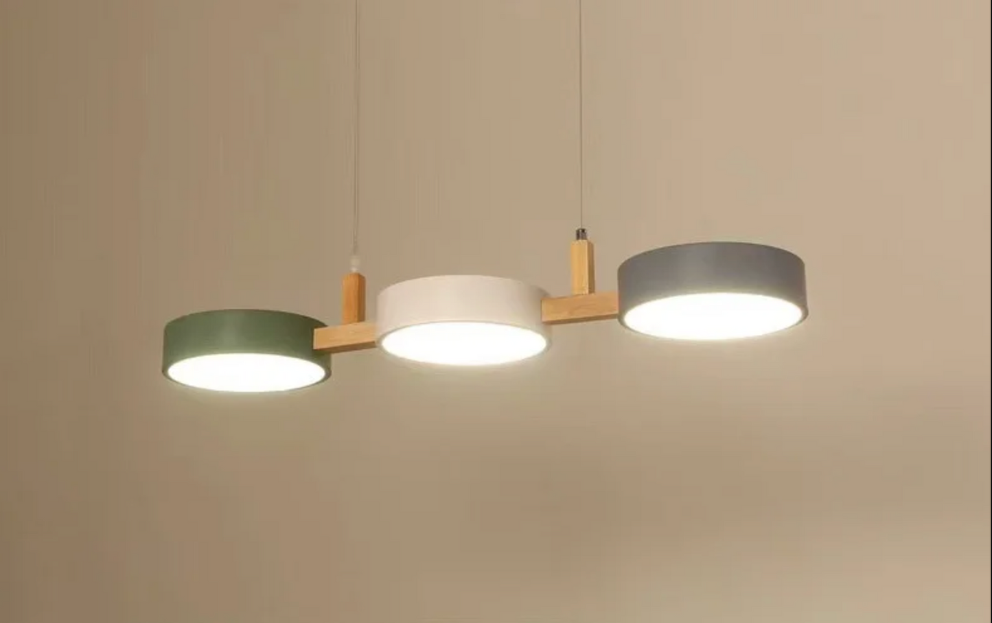 Modern 3 Light Metal Pendant Lamp White Grey Green