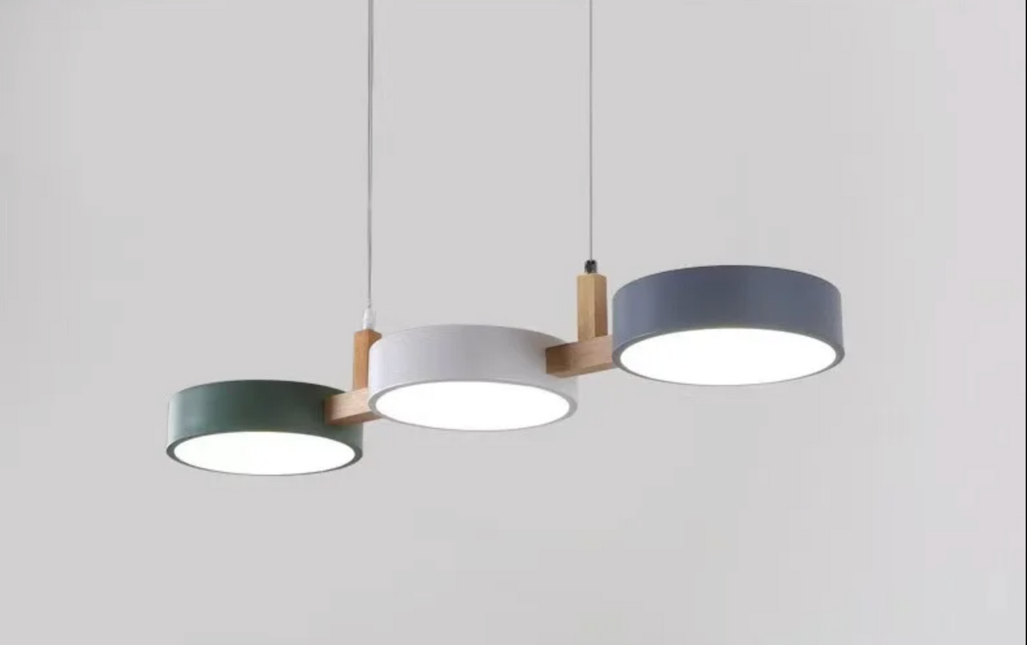 Modern 3 Light Metal Pendant Lamp White Grey Green