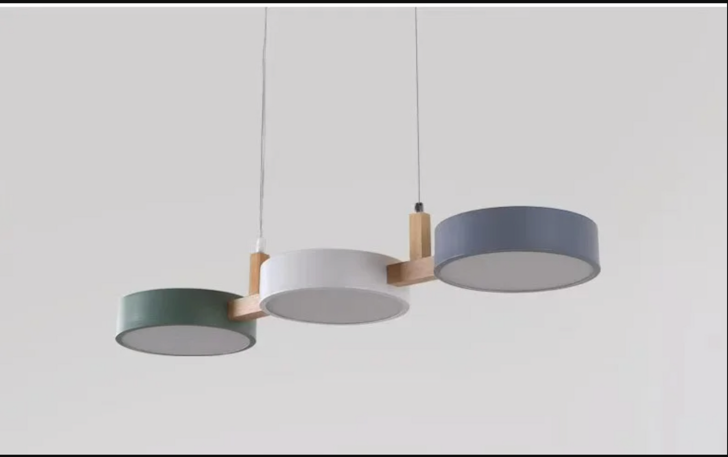 Modern 3 Light Metal Pendant Lamp White Grey Green
