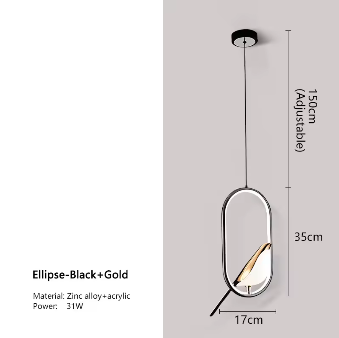 Magpie Bird LED Pendant Lamp Ceiling Chandelier