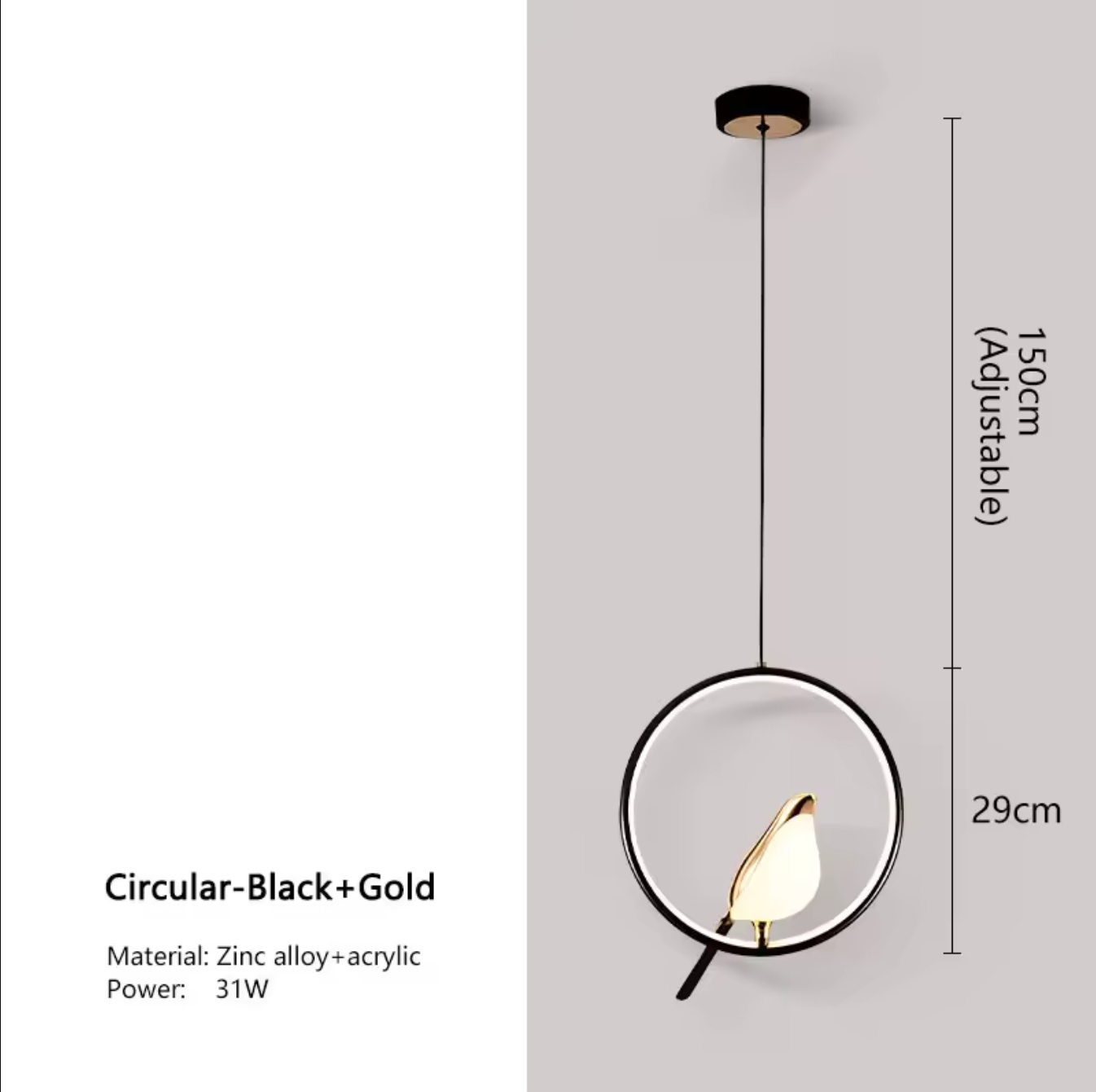 Magpie Bird LED Pendant Lamp Ceiling Chandelier