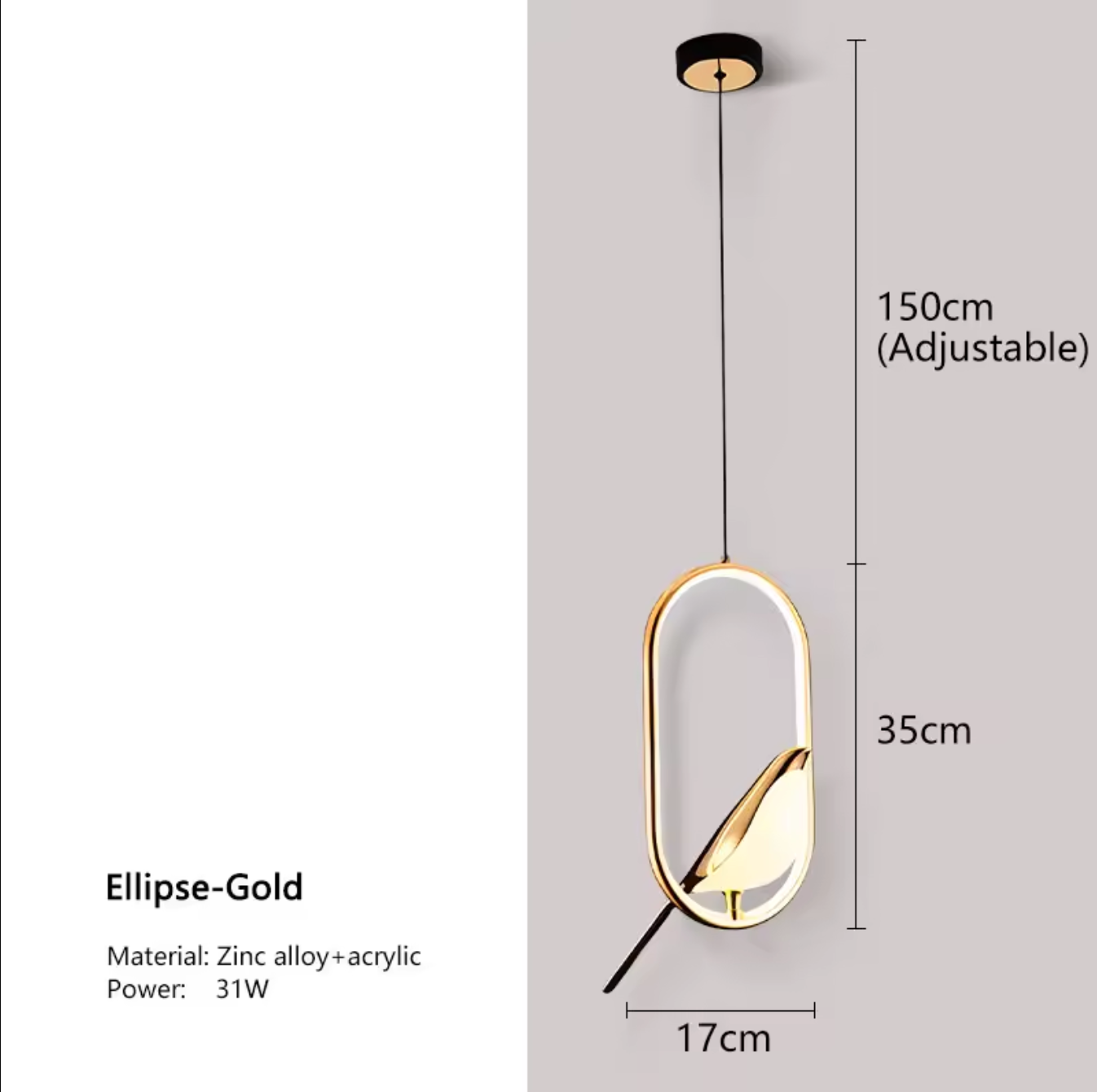 Magpie Bird LED Pendant Lamp Ceiling Chandelier