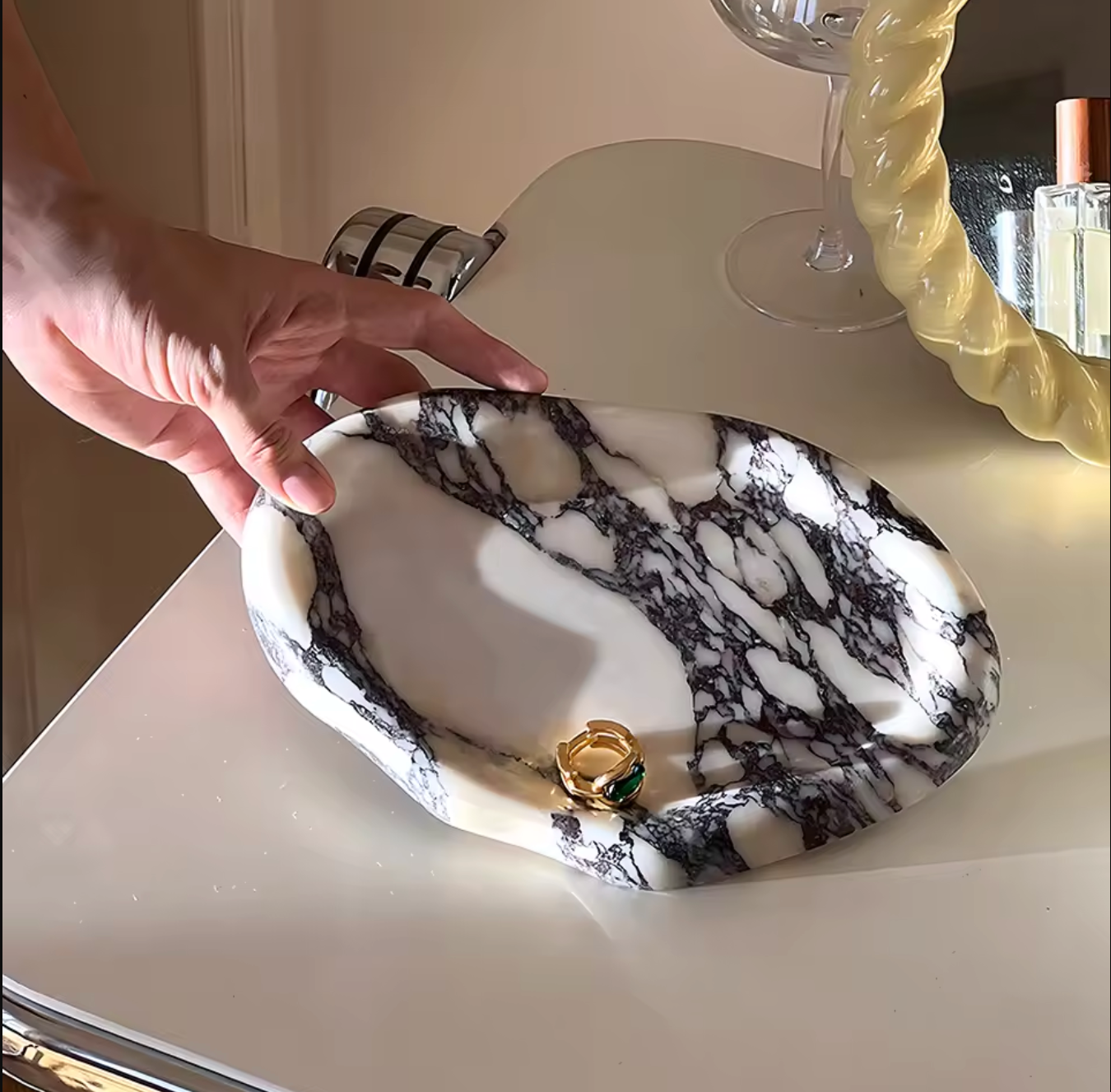 Natural Marble Tray for Jewelry & Home Decor