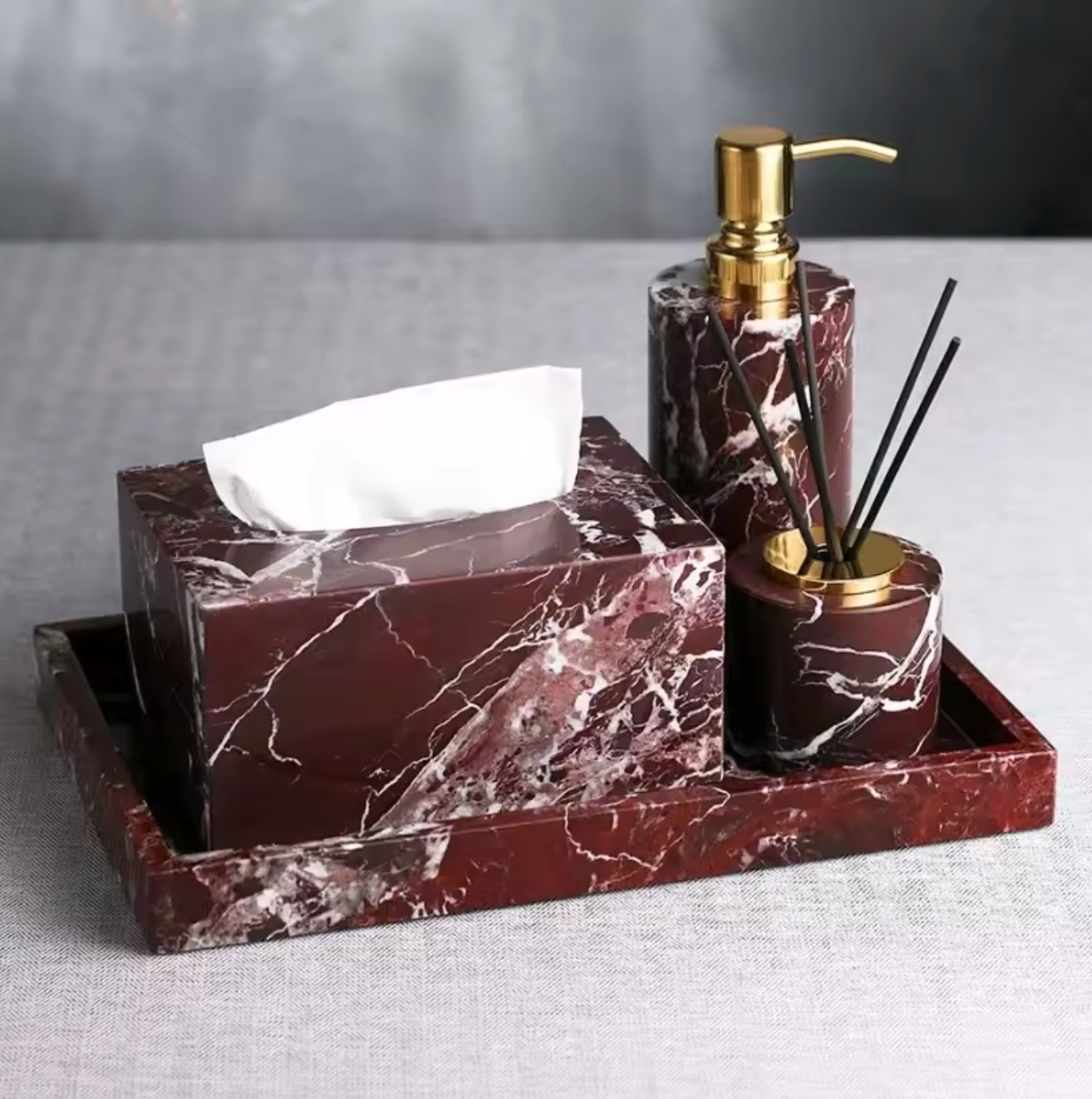 Luxury Natural Marble Bathroom Accessories Set for Home & Hotel Vanity