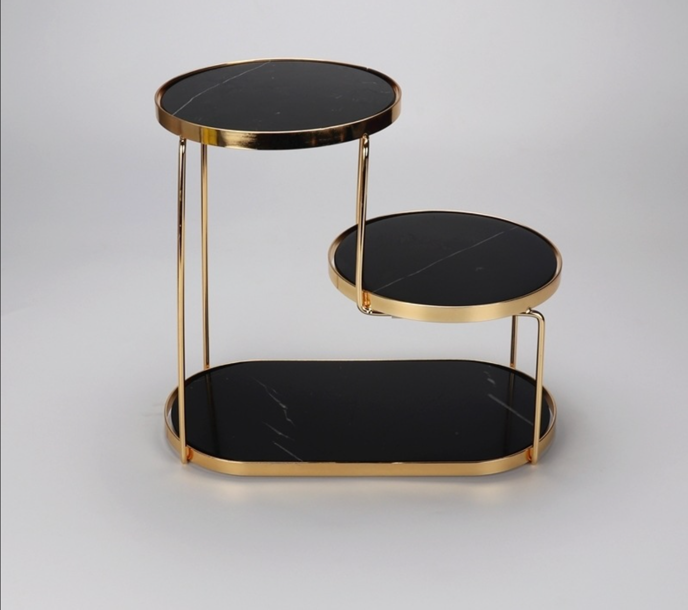 Natural Marble Three-Layer Gold Frame Cosmetic Storage Rack