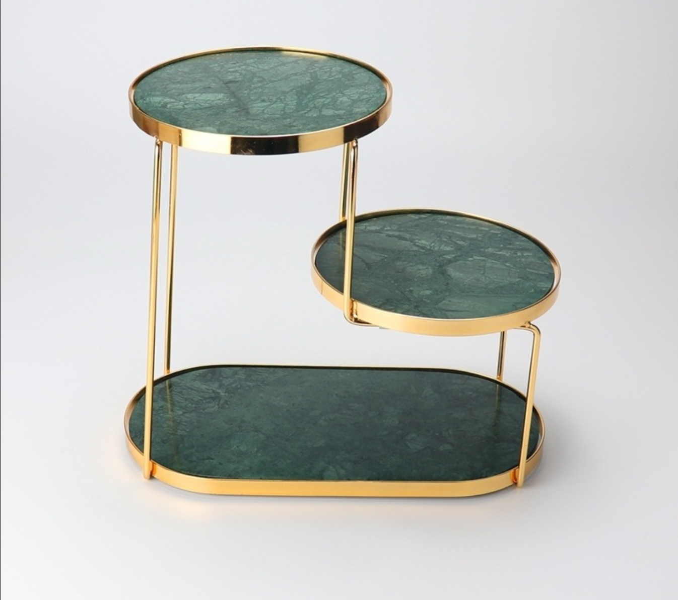 Natural Marble Three-Layer Gold Frame Cosmetic Storage Rack