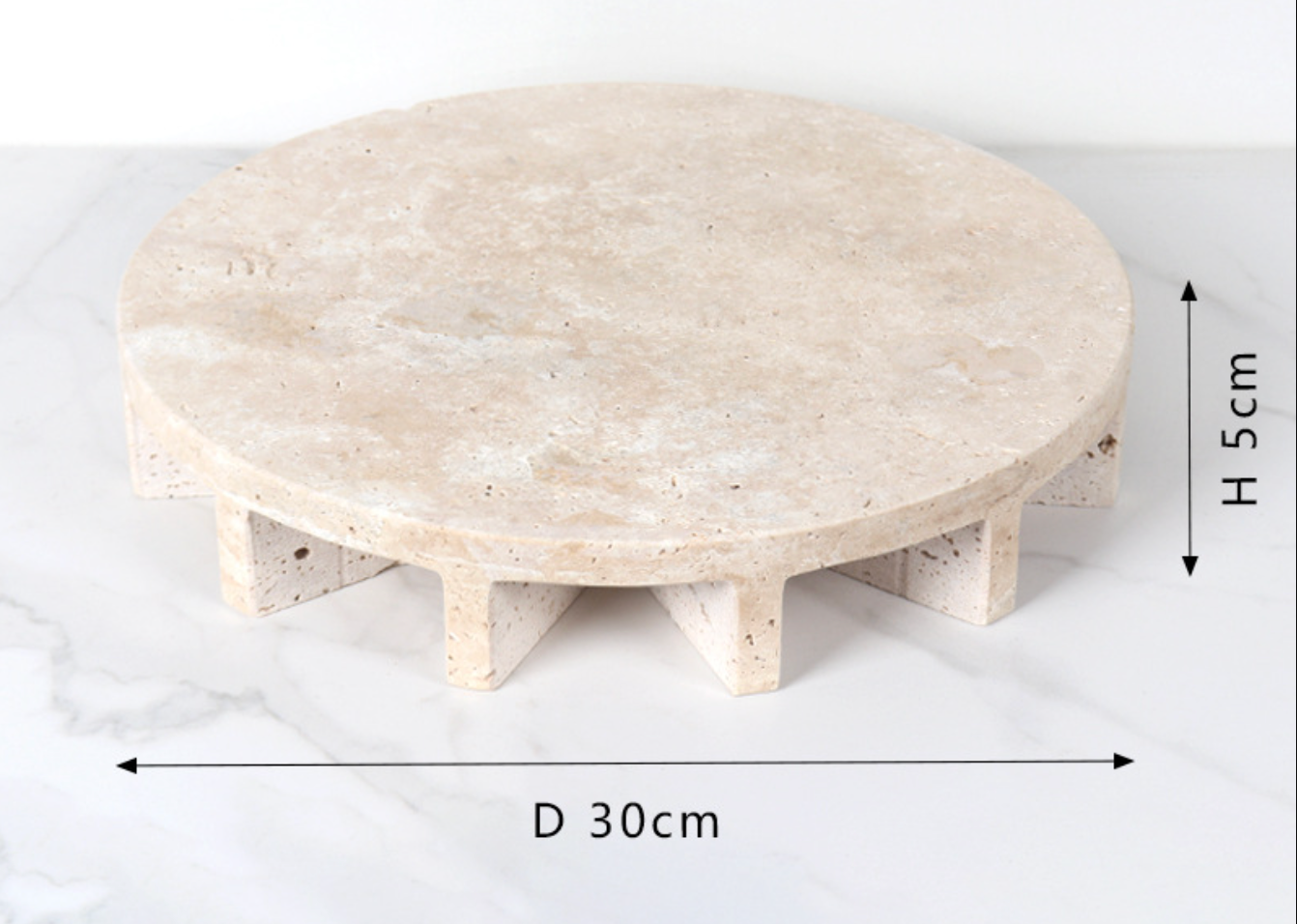 Round Marble Fruit Plate Tray Natural Stone Serving Platter